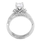 MA3W1555 - Rhodium Brass Ring with AAA Grade CZ  in Clear