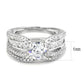 MA3W1556 - Rhodium Brass Ring with AAA Grade CZ  in Clear