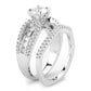 MA3W1556 - Rhodium Brass Ring with AAA Grade CZ  in Clear