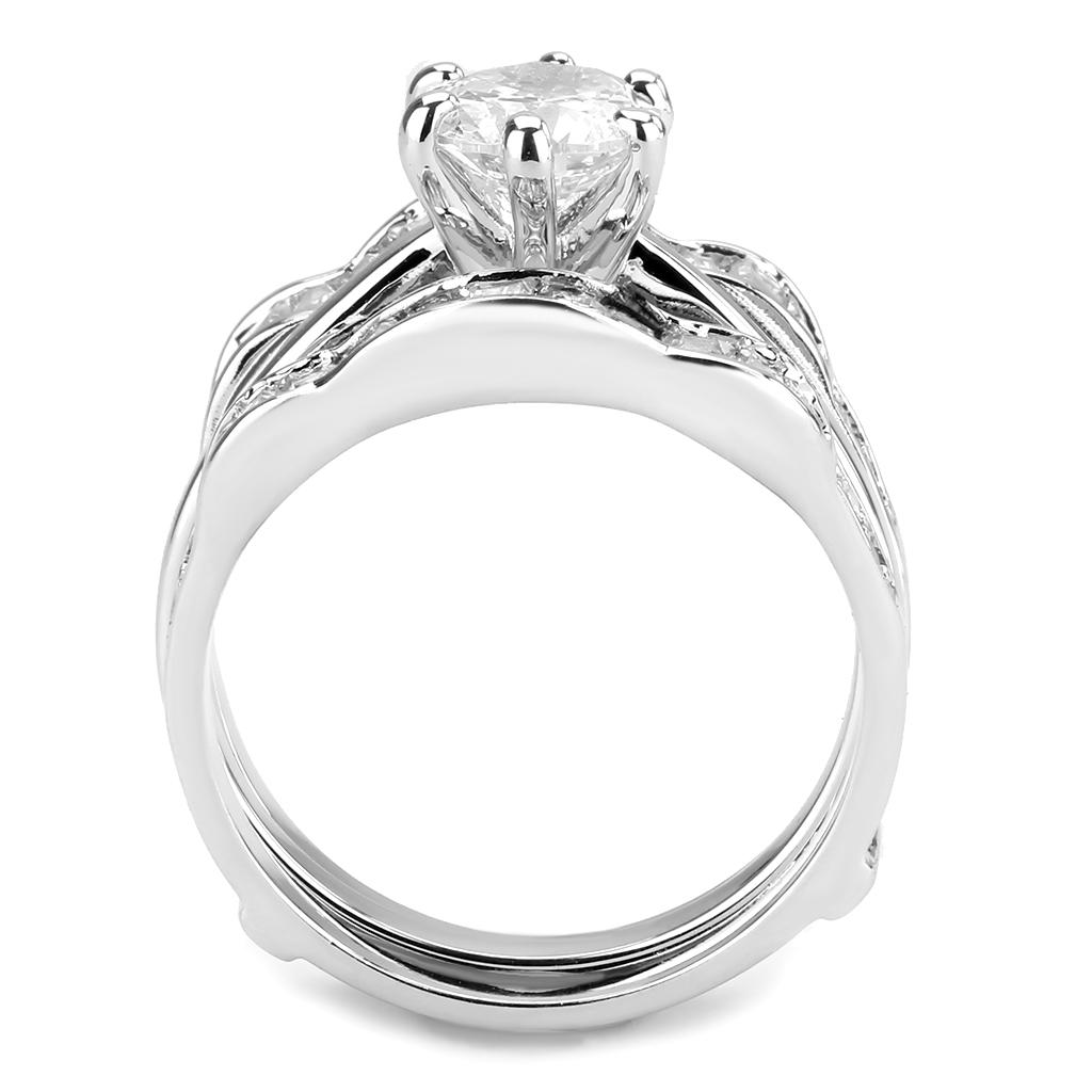 MA3W1557 - Rhodium Brass Ring with AAA Grade CZ  in Clear
