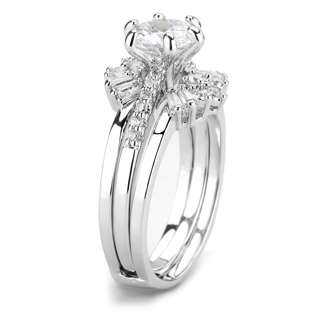 MA3W1558 - Rhodium Brass Ring with AAA Grade CZ  in Clear