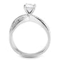 MA3W1559 - Rhodium Brass Ring with AAA Grade CZ  in Clear