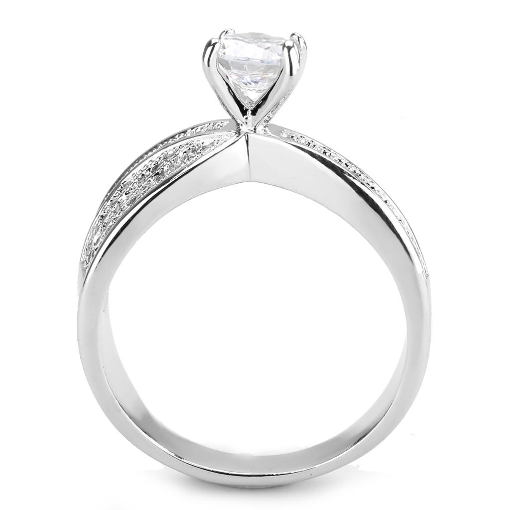 MA3W1559 - Rhodium Brass Ring with AAA Grade CZ  in Clear