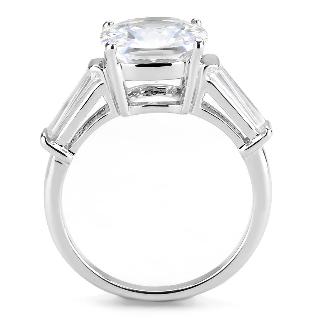MA3W1561 - Rhodium Brass Ring with AAA Grade CZ  in Clear