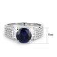 MA3W1562 - Rhodium Brass Ring with Synthetic Spinel in London Blue
