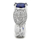 MA3W1564 - Rhodium Brass Ring with Synthetic Spinel in London Blue