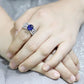 MA3W1564 - Rhodium Brass Ring with Synthetic Spinel in London Blue