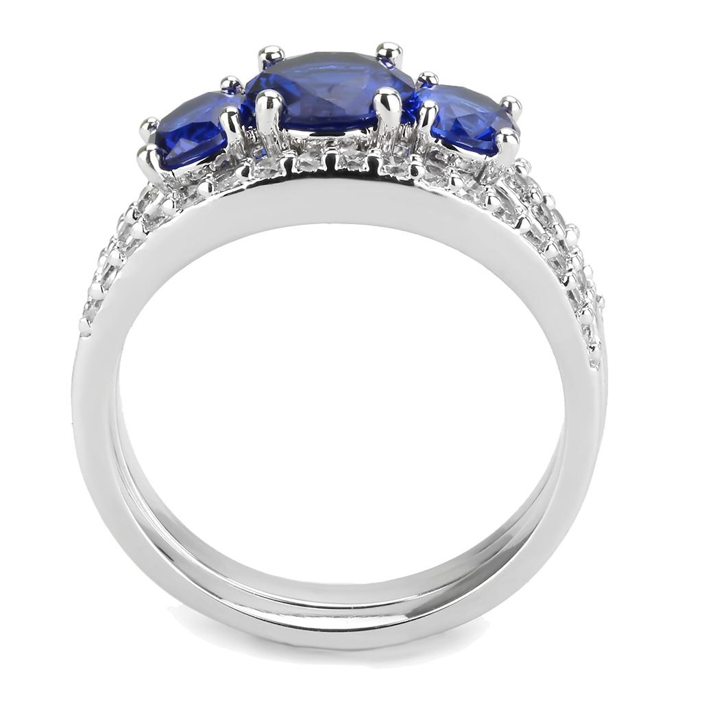 MA3W1566 - Rhodium Brass Ring with Synthetic Spinel in London Blue