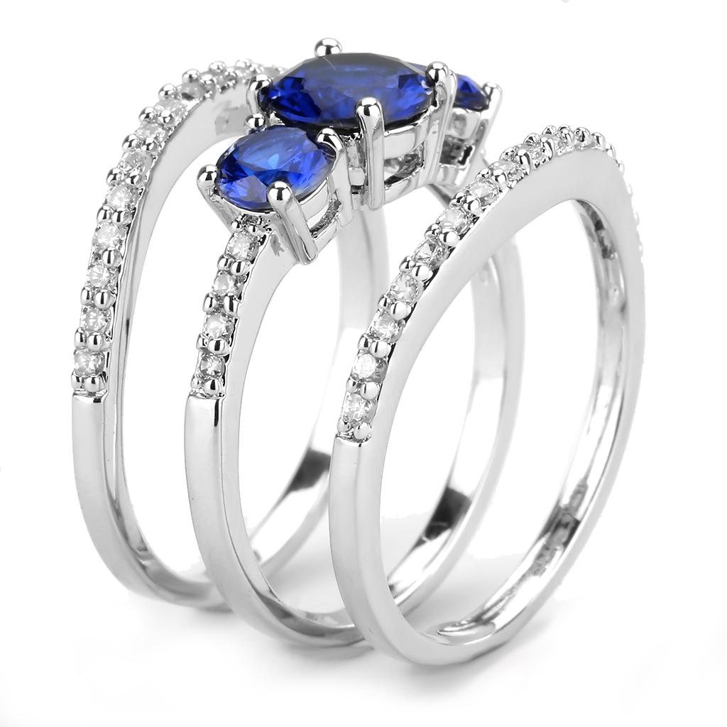 MA3W1566 - Rhodium Brass Ring with Synthetic Spinel in London Blue