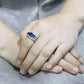 MA3W1566 - Rhodium Brass Ring with Synthetic Spinel in London Blue