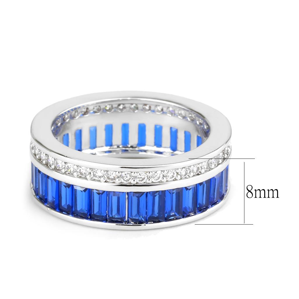 MA3W1568 - Rhodium Brass Ring with Synthetic Spinel in London Blue