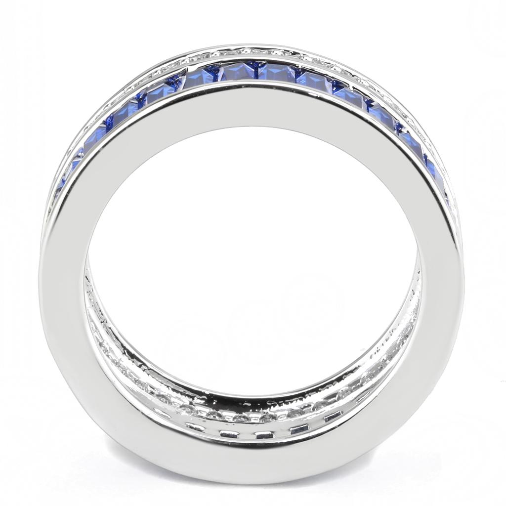 MA3W1568 - Rhodium Brass Ring with Synthetic Spinel in London Blue