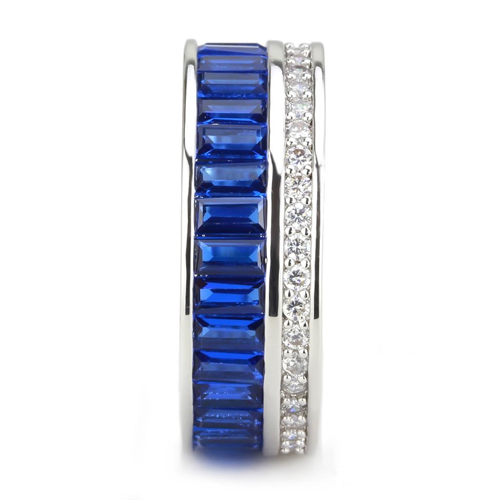 MA3W1568 - Rhodium Brass Ring with Synthetic Spinel in London Blue