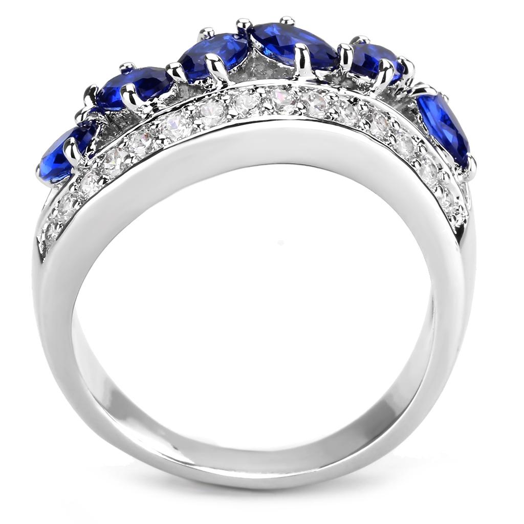 MA3W1569 - Rhodium Brass Ring with Synthetic Spinel in London Blue