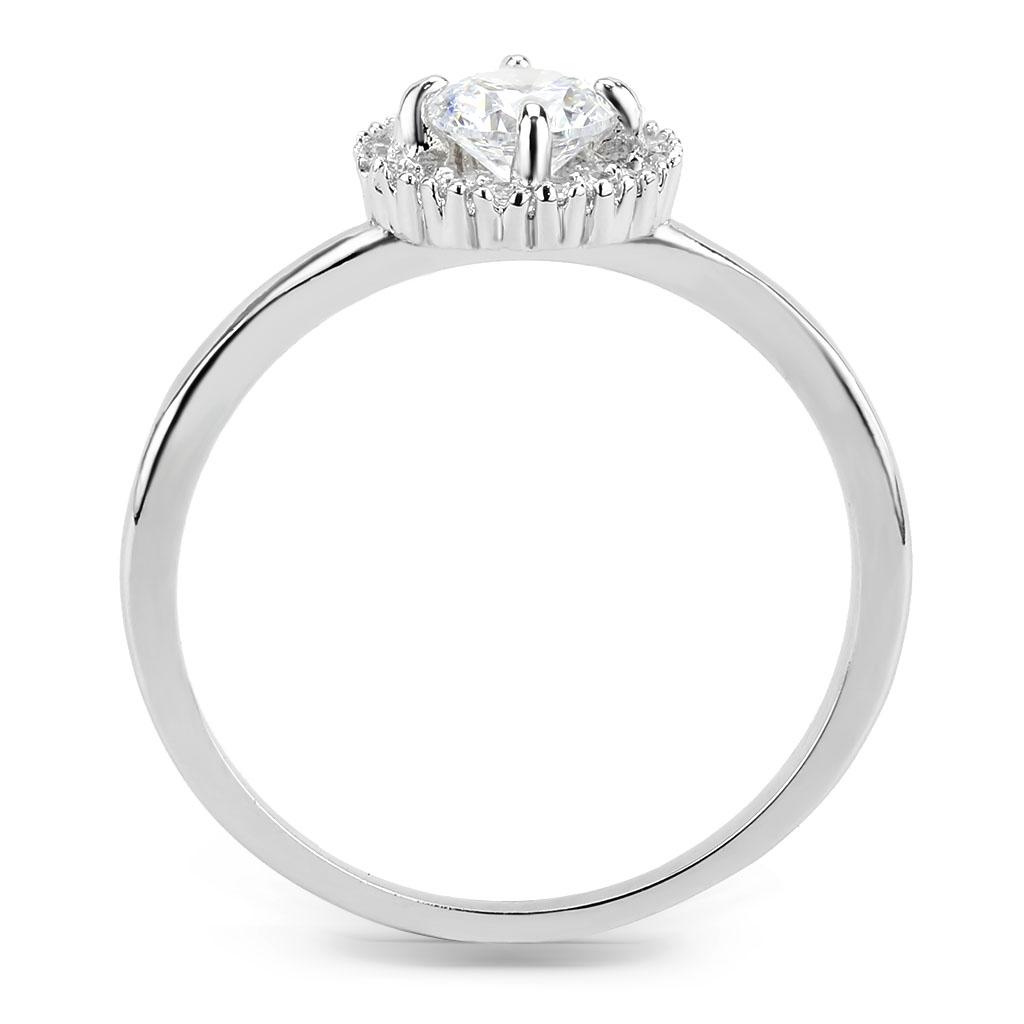 MA3W1570 - Rhodium Brass Ring with AAA Grade CZ  in Clear