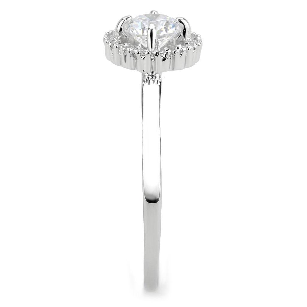 MA3W1570 - Rhodium Brass Ring with AAA Grade CZ  in Clear