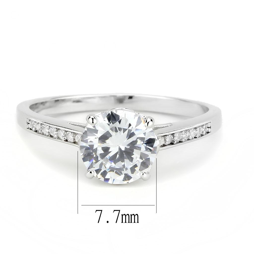 MA3W1573 - Rhodium Brass Ring with AAA Grade CZ  in Clear