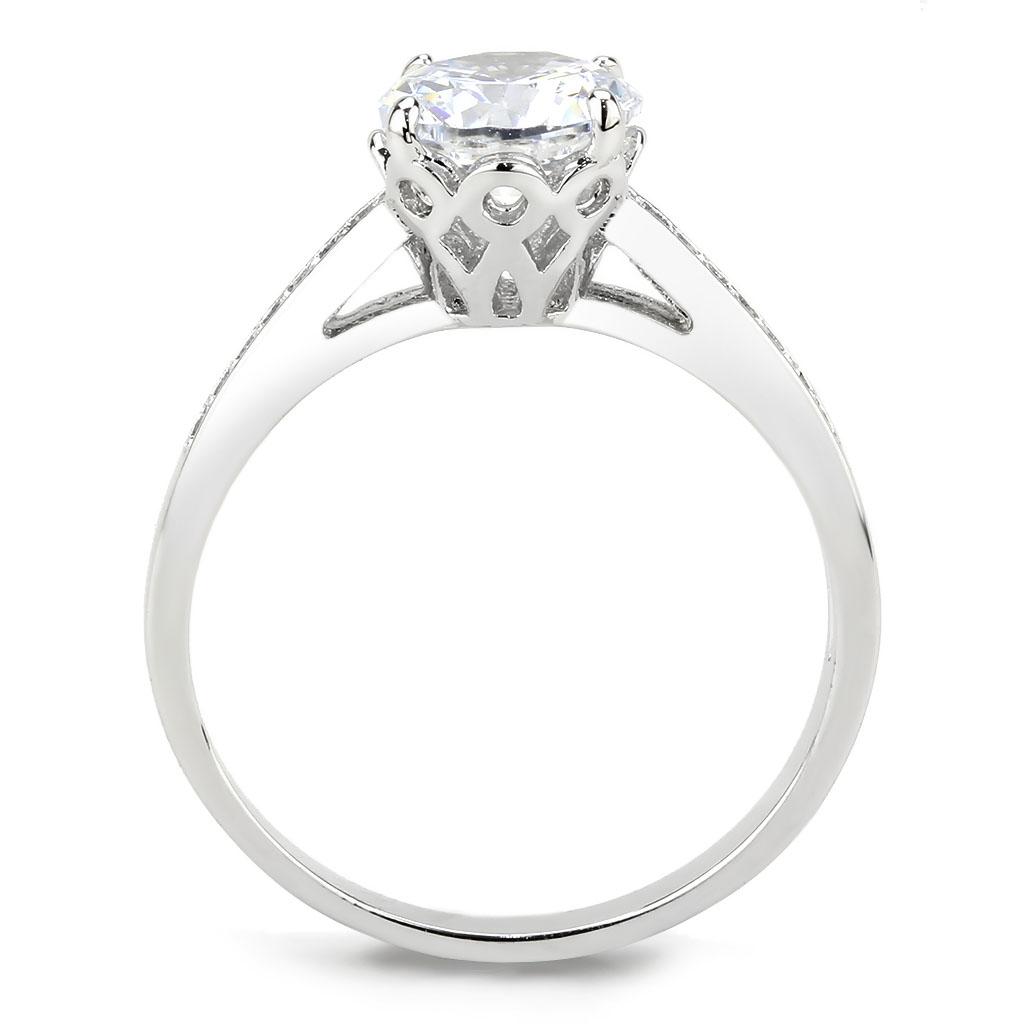 MA3W1573 - Rhodium Brass Ring with AAA Grade CZ  in Clear