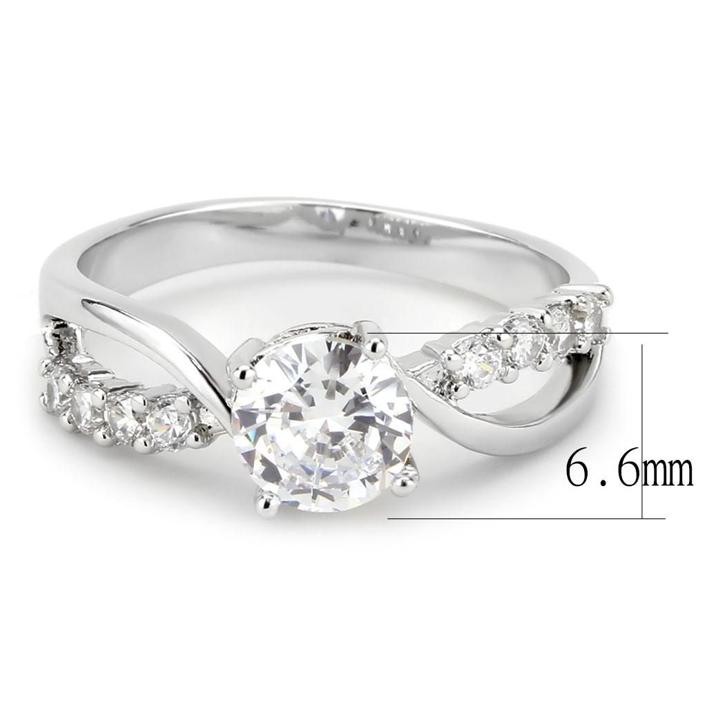 MA3W1574 - Rhodium Brass Ring with AAA Grade CZ  in Clear