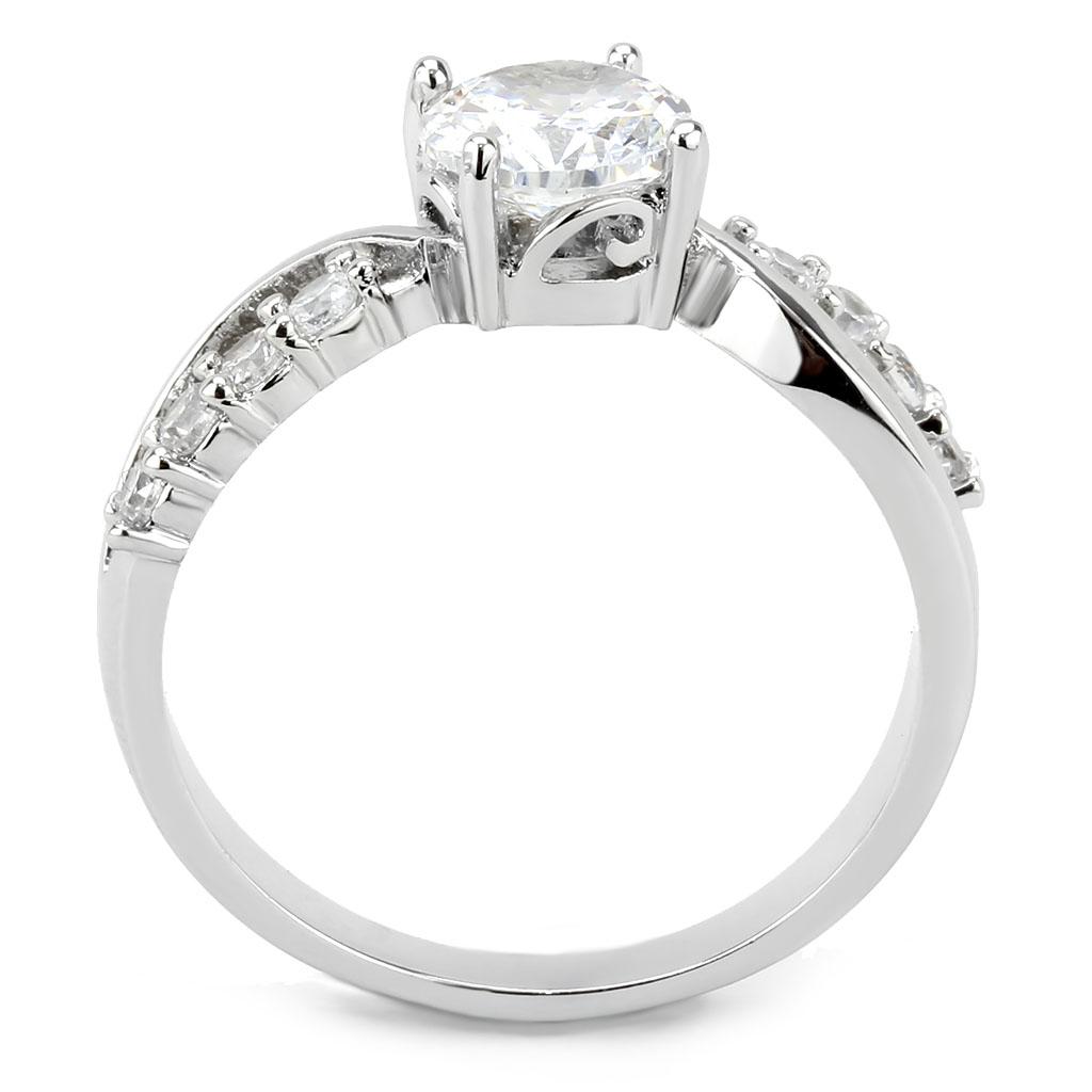 MA3W1574 - Rhodium Brass Ring with AAA Grade CZ  in Clear