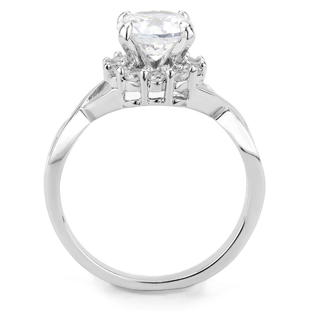 MA3W1575 - Rhodium Brass Ring with AAA Grade CZ  in Clear