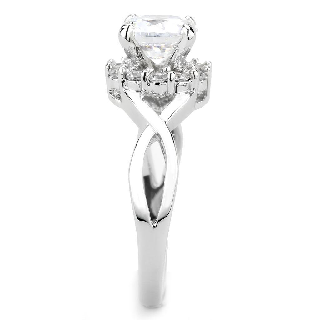 MA3W1575 - Rhodium Brass Ring with AAA Grade CZ  in Clear