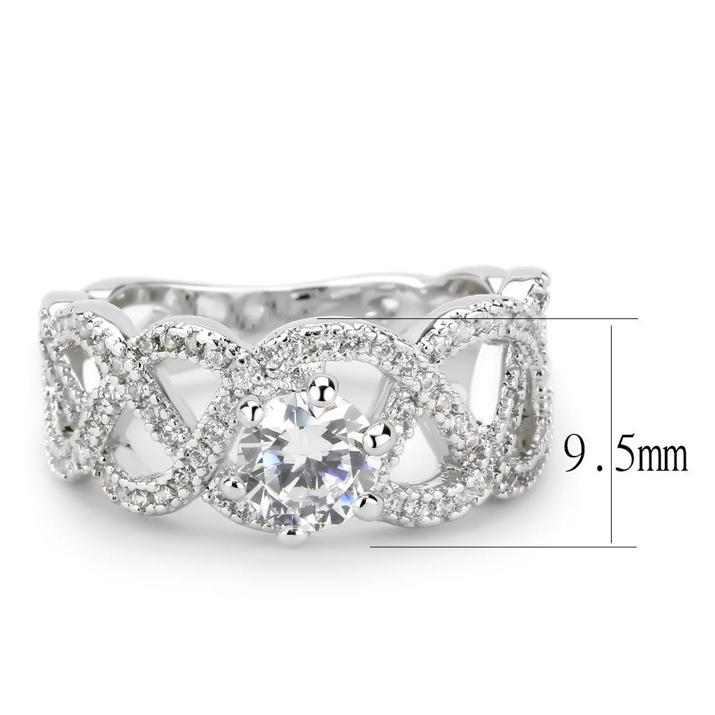 MA3W1577 - Rhodium Brass Ring with AAA Grade CZ  in Clear