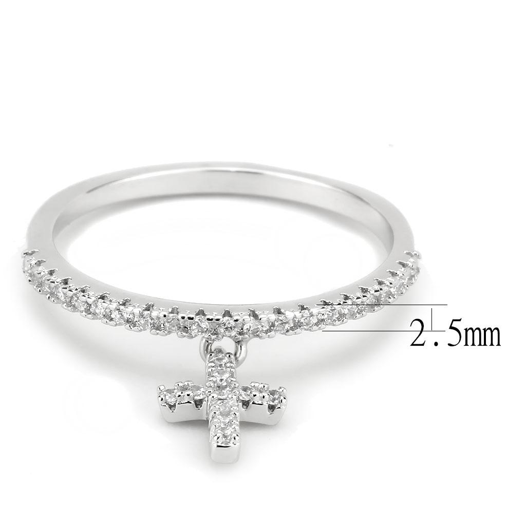 MA3W1578 - Rhodium Brass Ring with AAA Grade CZ  in Clear