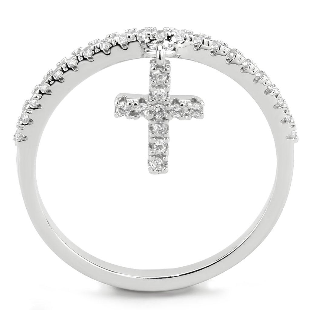 MA3W1578 - Rhodium Brass Ring with AAA Grade CZ  in Clear