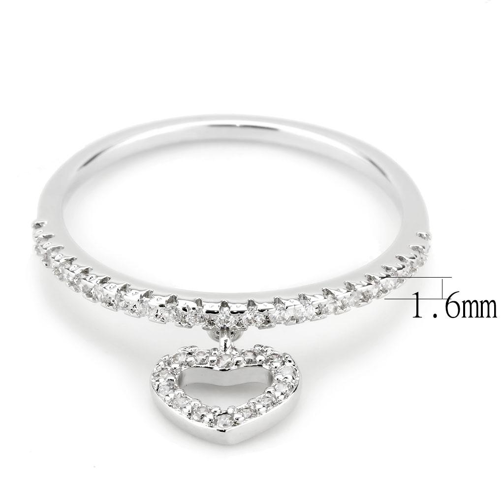 MA3W1579 - Rhodium Brass Ring with AAA Grade CZ  in Clear