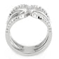 MA3W1580 - Rhodium Brass Ring with AAA Grade CZ  in Clear