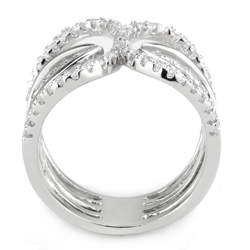 MA3W1580 - Rhodium Brass Ring with AAA Grade CZ  in Clear