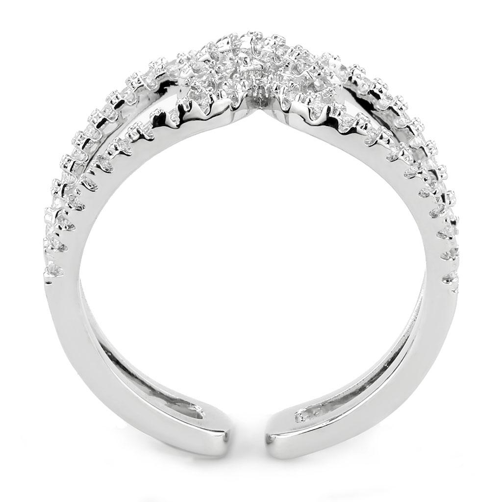 MA3W1583 - Rhodium Brass Ring with AAA Grade CZ  in Clear