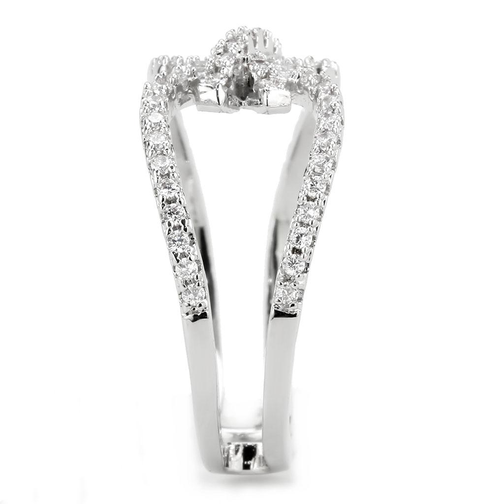 MA3W1583 - Rhodium Brass Ring with AAA Grade CZ  in Clear