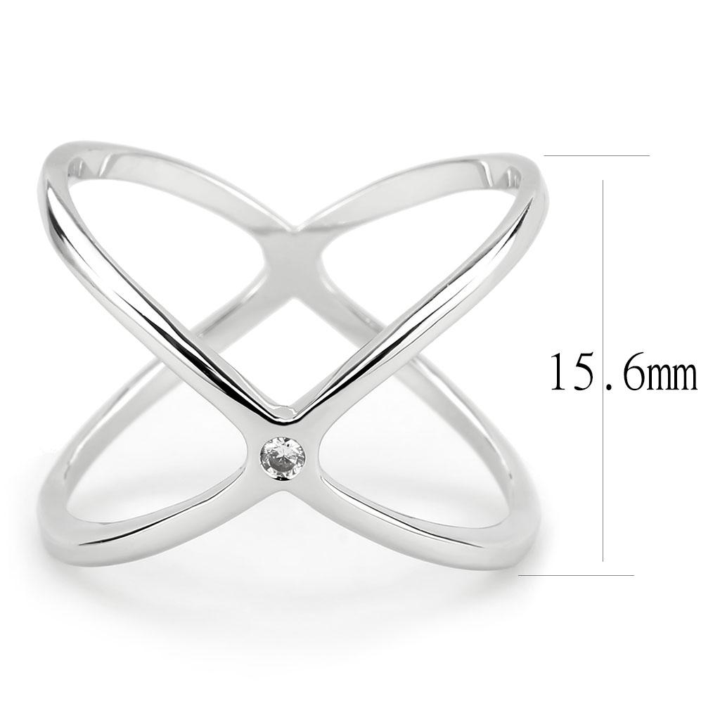MA3W1584 - Rhodium Brass Ring with AAA Grade CZ  in Clear