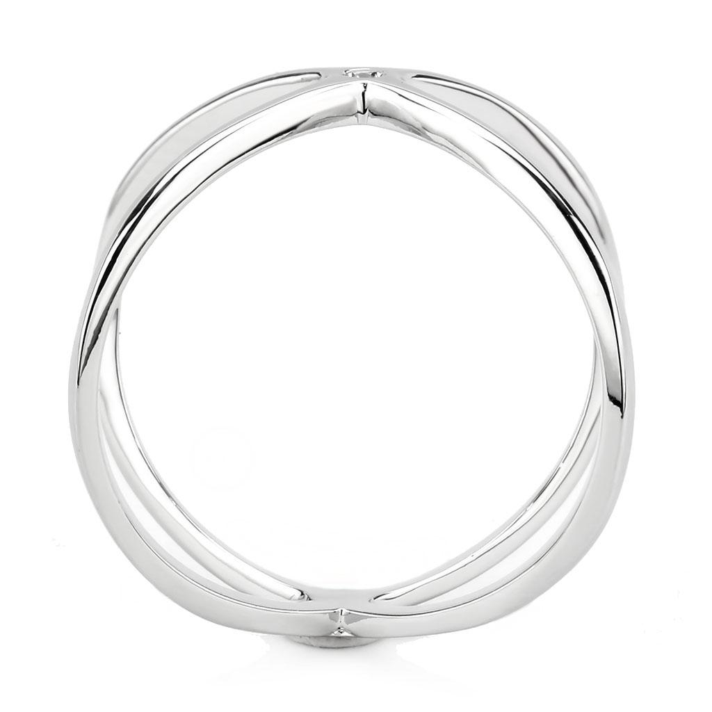 MA3W1584 - Rhodium Brass Ring with AAA Grade CZ  in Clear