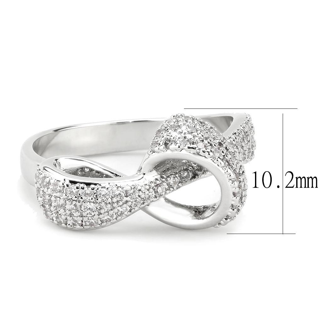 MA3W1585 - Rhodium Brass Ring with AAA Grade CZ  in Clear