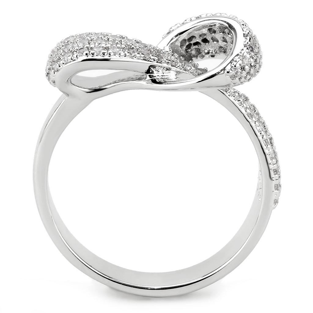 MA3W1585 - Rhodium Brass Ring with AAA Grade CZ  in Clear