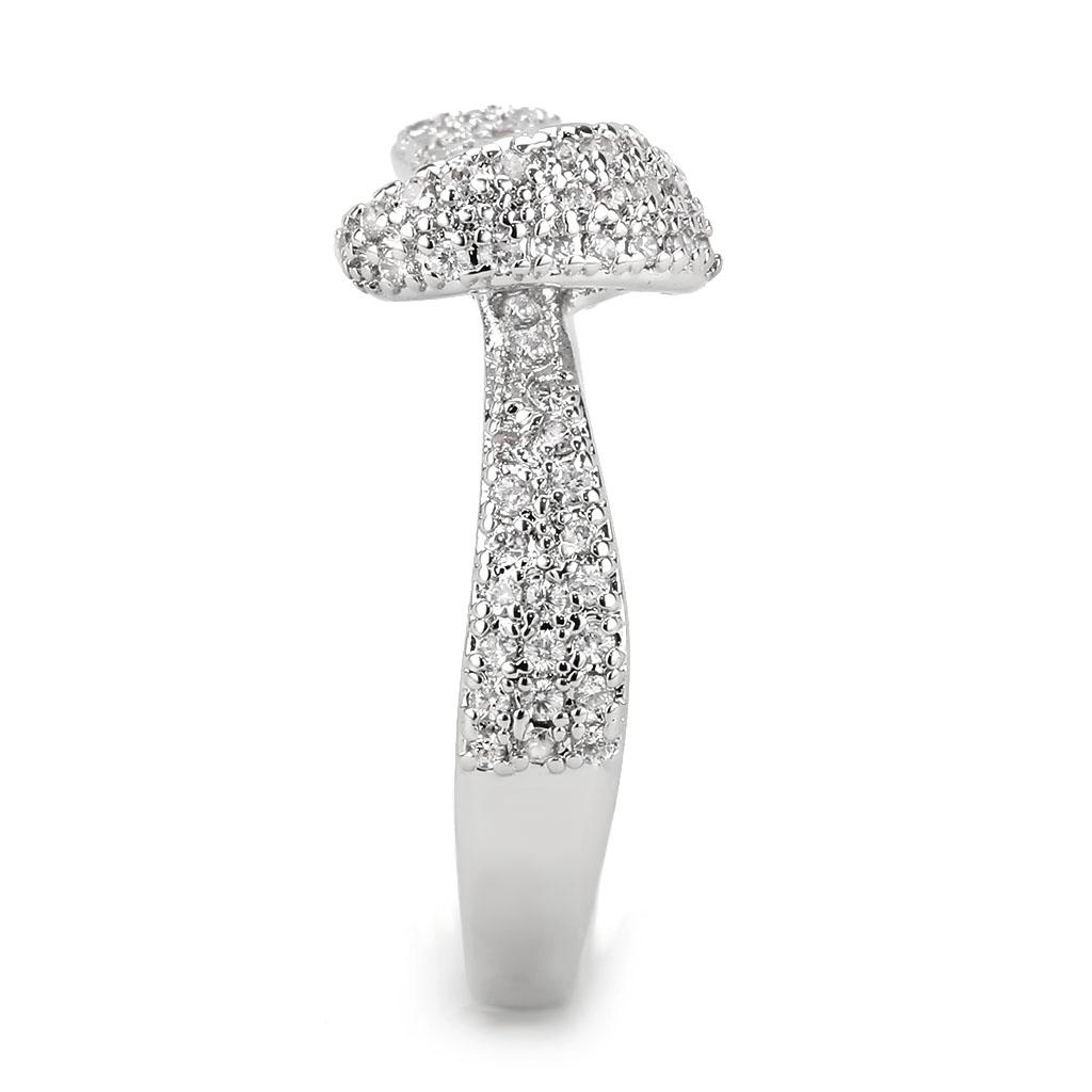 MA3W1585 - Rhodium Brass Ring with AAA Grade CZ  in Clear