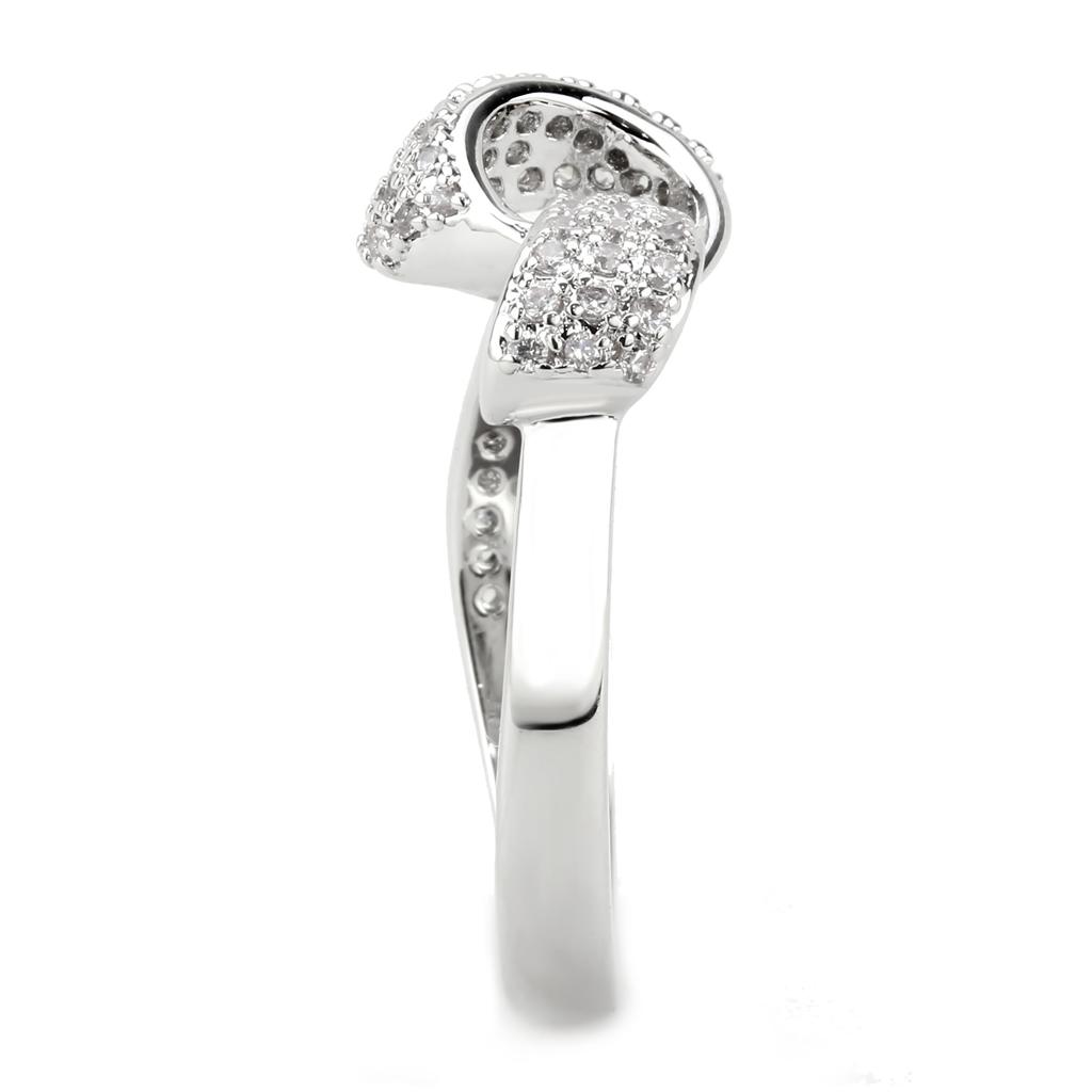 MA3W1585 - Rhodium Brass Ring with AAA Grade CZ  in Clear
