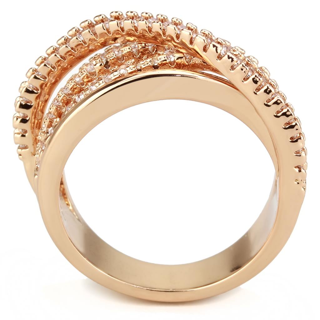 MA3W1586 - Rose Gold Brass Ring with AAA Grade CZ  in Clear