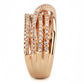 MA3W1586 - Rose Gold Brass Ring with AAA Grade CZ  in Clear