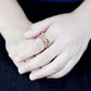 MA3W1586 - Rose Gold Brass Ring with AAA Grade CZ  in Clear
