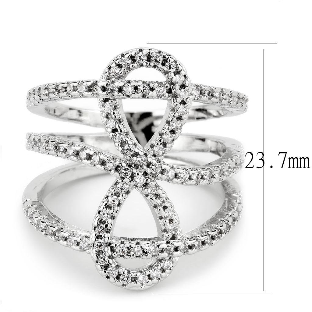 MA3W1587 - Rhodium Brass Ring with AAA Grade CZ  in Clear