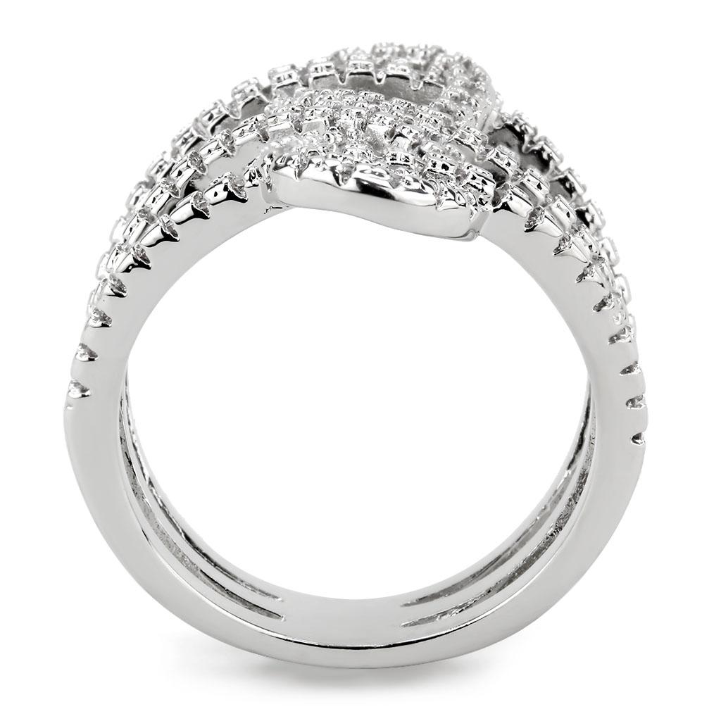 MA3W1587 - Rhodium Brass Ring with AAA Grade CZ  in Clear