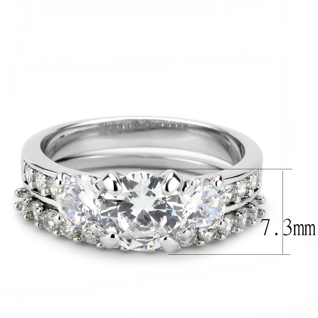 MA3W1588 - Rhodium Brass Ring with AAA Grade CZ  in Clear