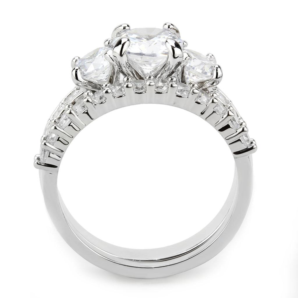 MA3W1588 - Rhodium Brass Ring with AAA Grade CZ  in Clear
