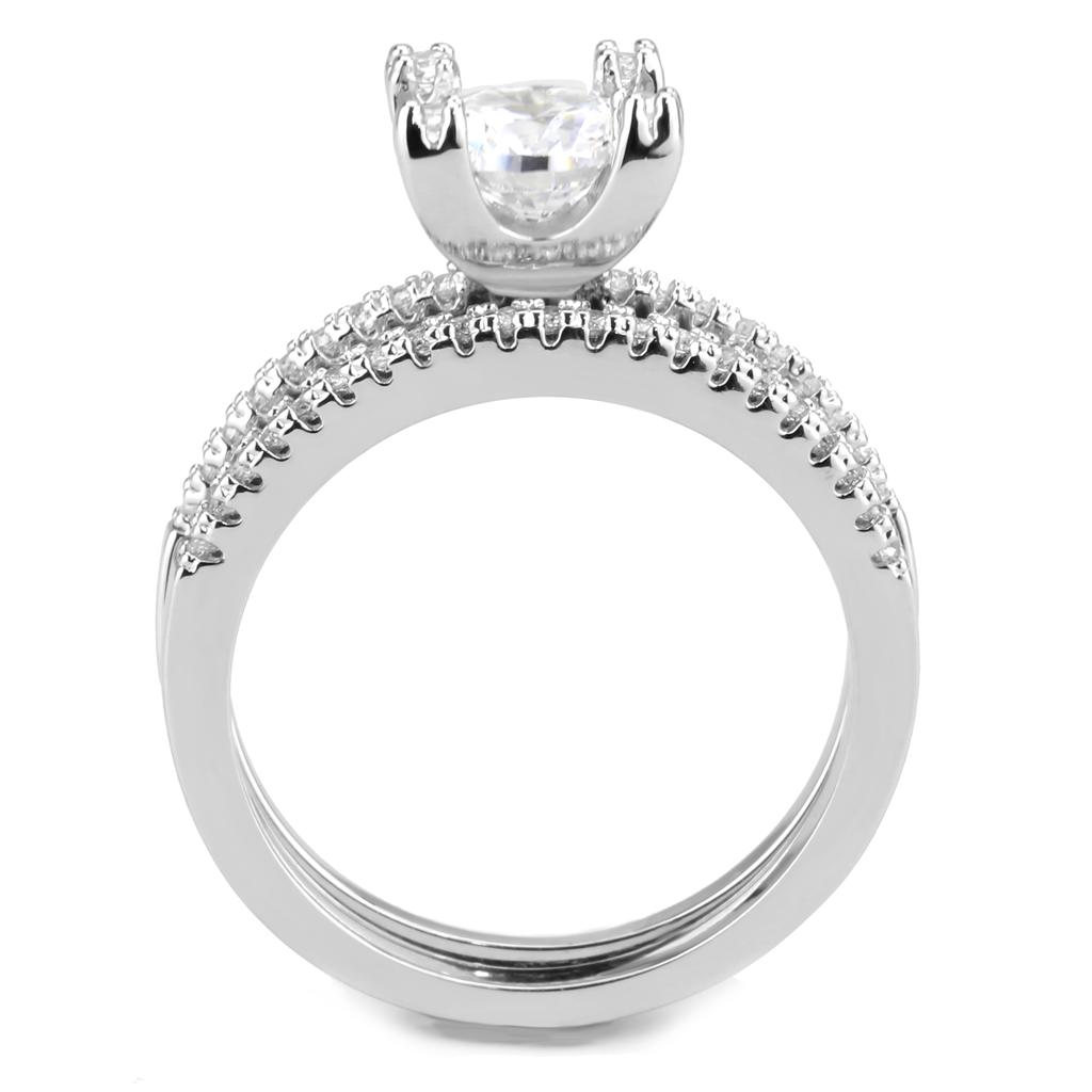 MA3W1589 - Rhodium Brass Ring with AAA Grade CZ  in Clear