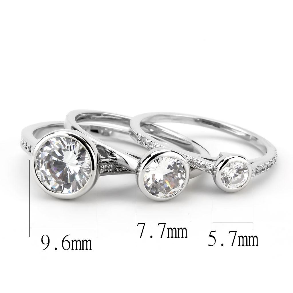 MA3W1590 - Rhodium Brass Ring with AAA Grade CZ  in Clear