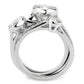 MA3W1590 - Rhodium Brass Ring with AAA Grade CZ  in Clear